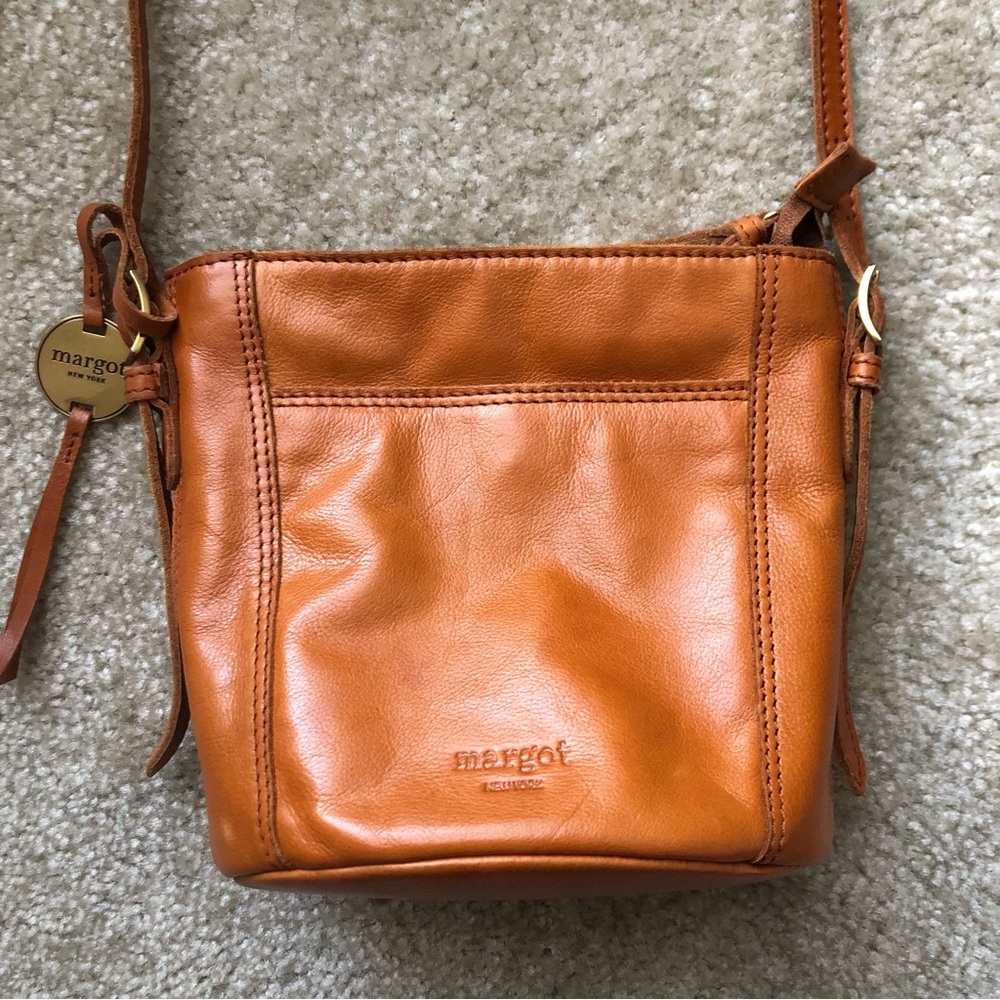 NWOT - Margo New York Crossbody Bag Genuine Leather Caramel Color